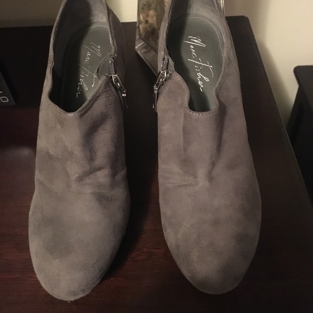 Marc Fisher gray suede booties